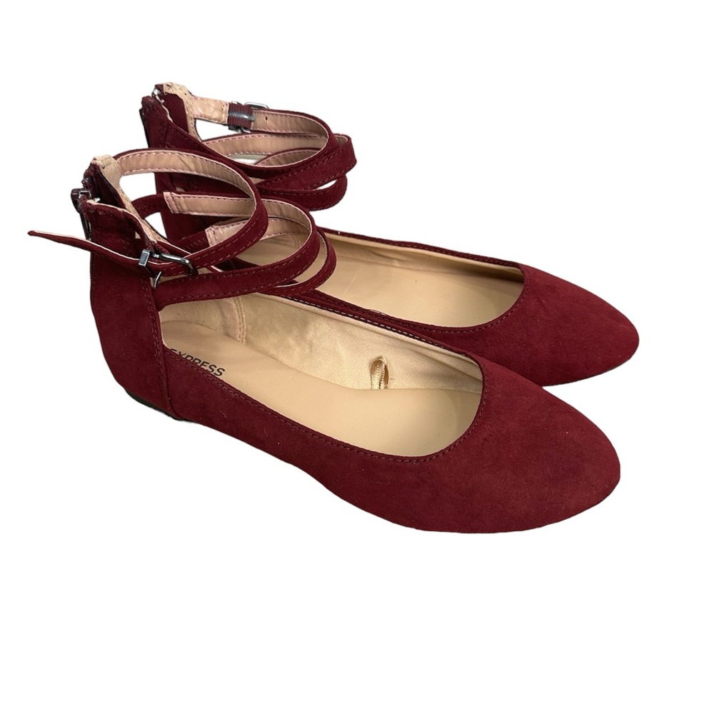 Express Ankle Ballet Flat Shoes Maroon Size 6 NWOT